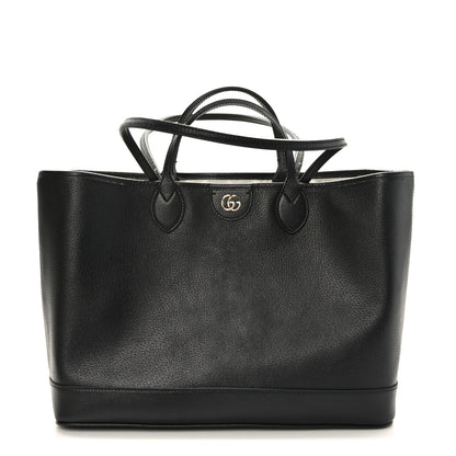 Gucci Textured Dollar Calfskin Medium Ophidia Shoulder Tote Bag Black 1 of 8