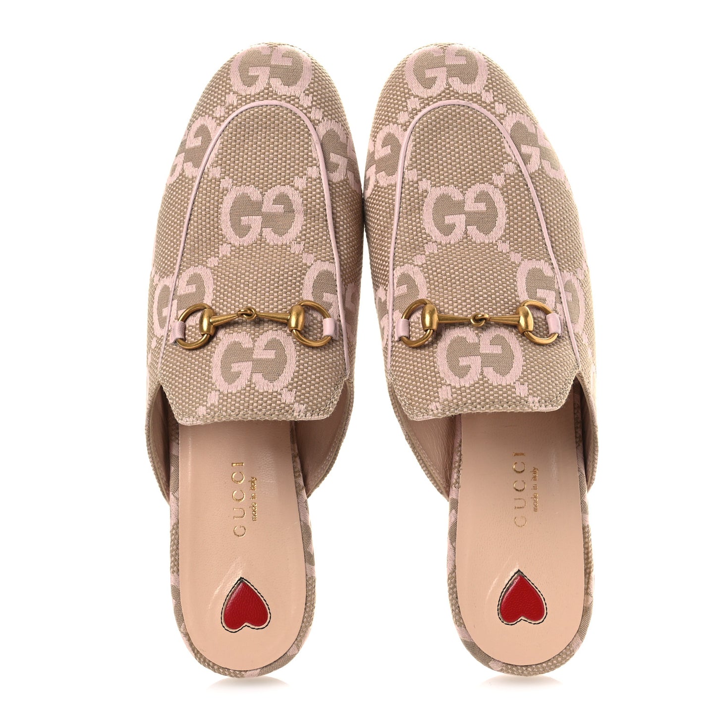 Monogram Macro GG Nappa Charlotte Womens Princetown Slippers 38 Beige Perfect Pink