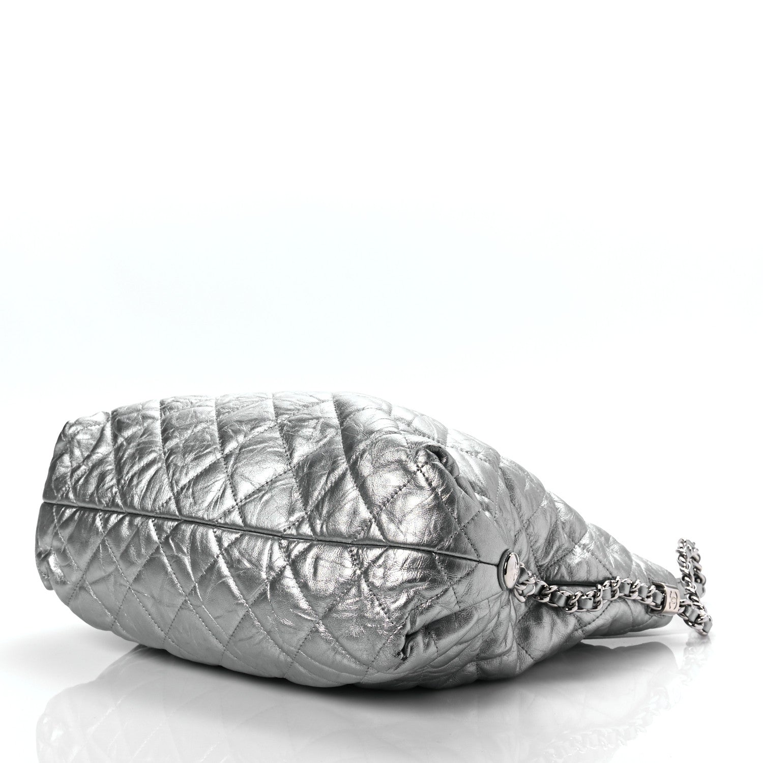 Chanel Metallic Crackled Calfskin Quilted Medium Big Bang Hobo Silver 8 of 8