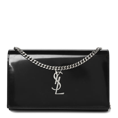 Saint Laurent Patent Calfskin Monogram Kate Wallet On Chain Black 1 of 9