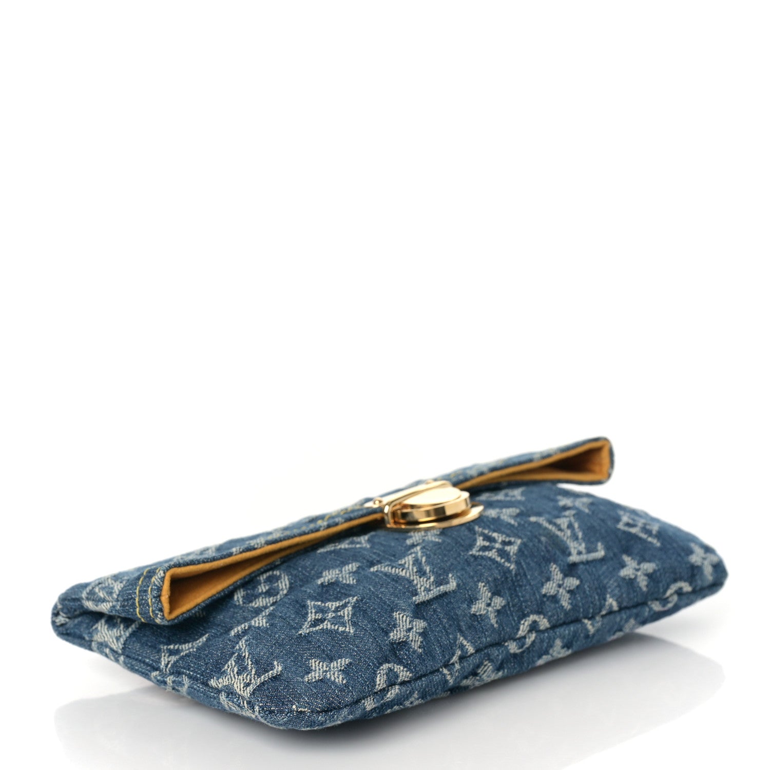 Louis Vuitton Monogram Denim Pochette Plat Clutch Blue 4 of 8