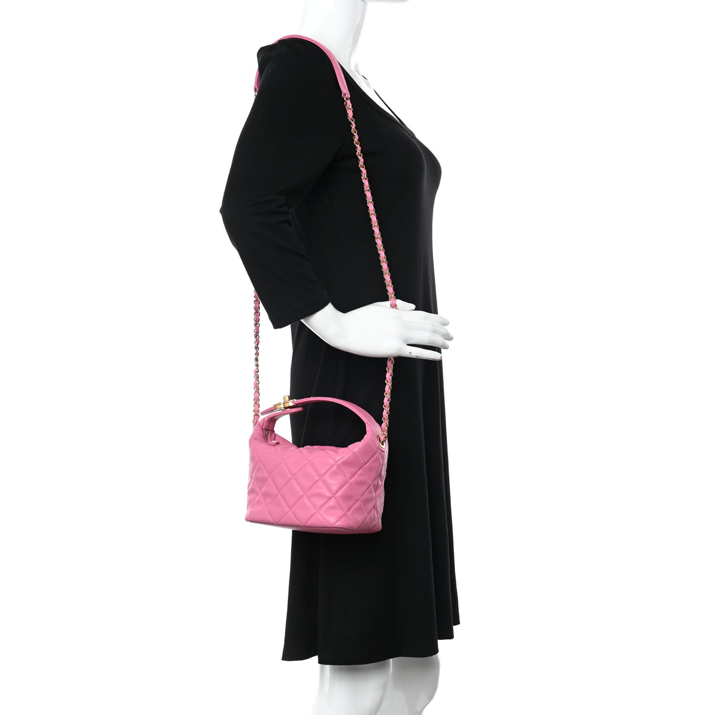 Lambskin Quilted Small Perfect Meeting Hobo Pink