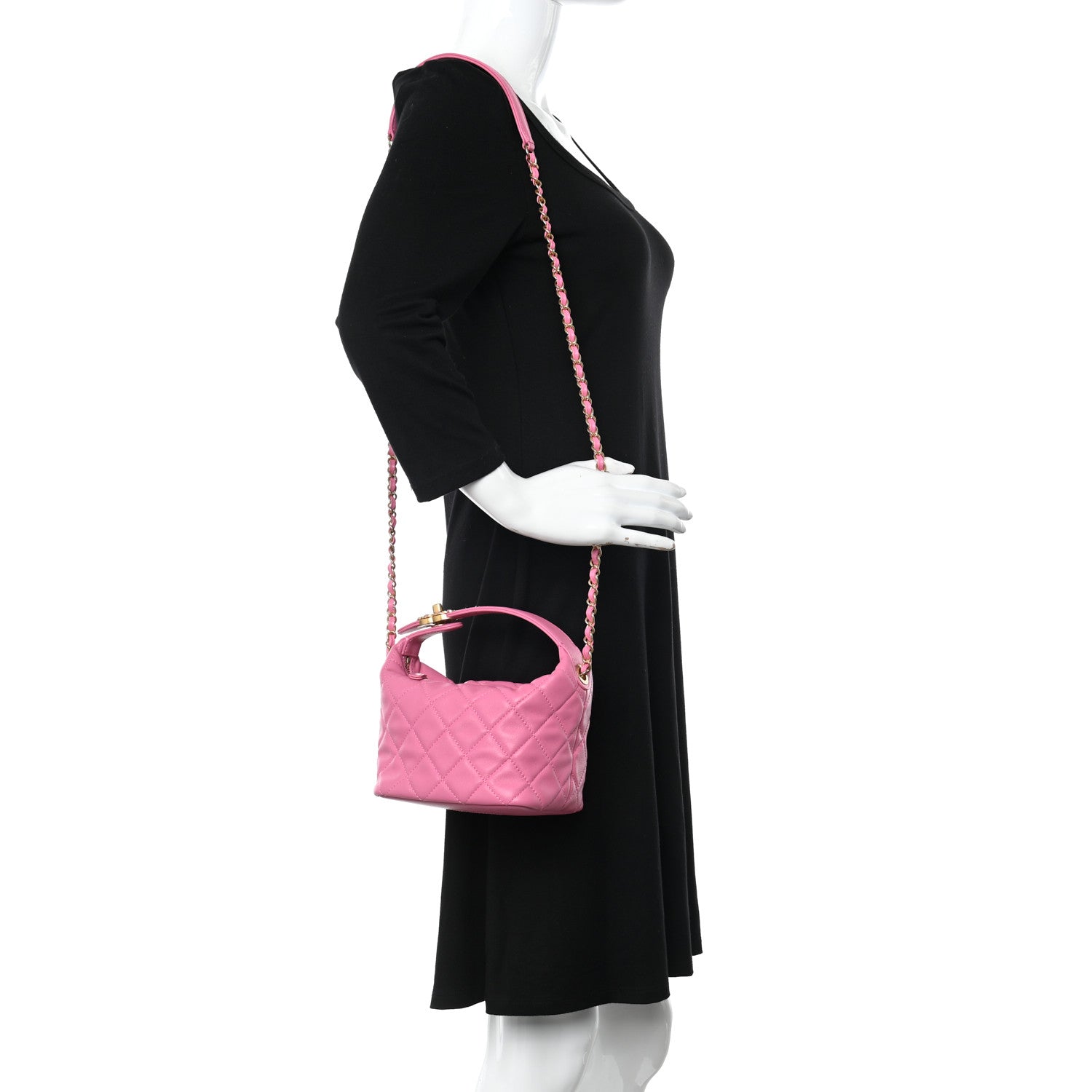 Chanel Lambskin Quilted Small Perfect Meeting Hobo Pink 2 of 10