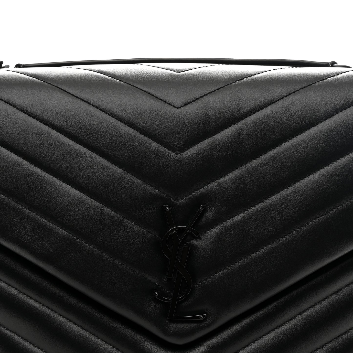 Calfskin Y Quilted Monogram Monochrome Large Loulou Chain Satchel Black