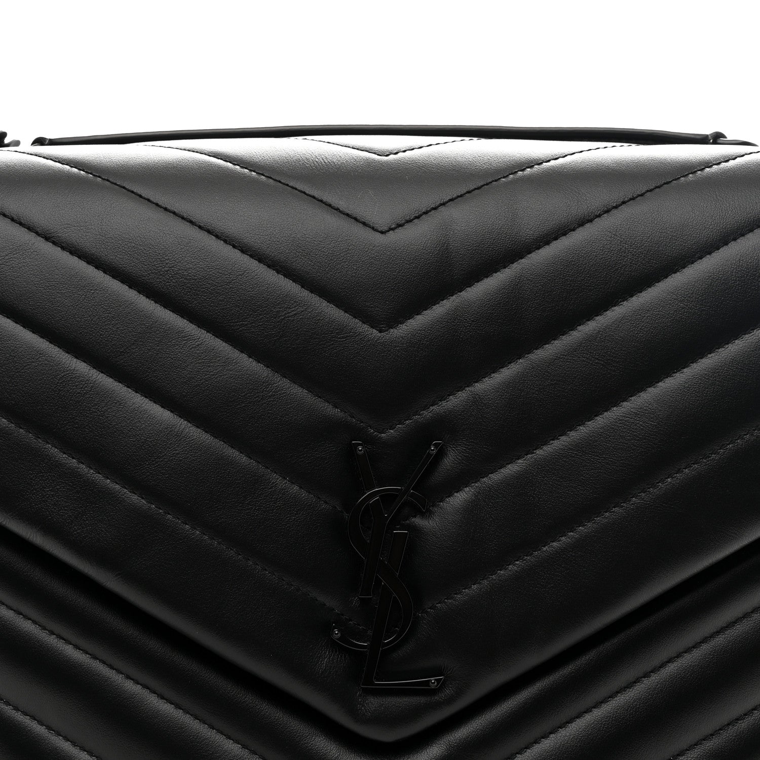 Saint Laurent Calfskin Y Quilted Monogram Monochrome Large Loulou Chain Satchel Black 8 of 11