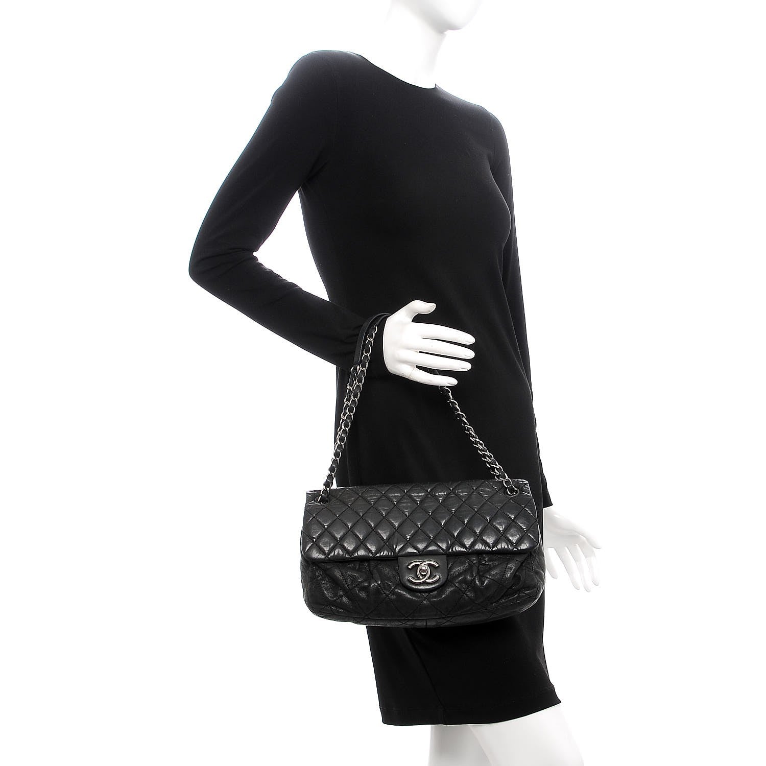 Chanel Iridescent Calfskin Large Chic Quilt Flap Black 2 of 7