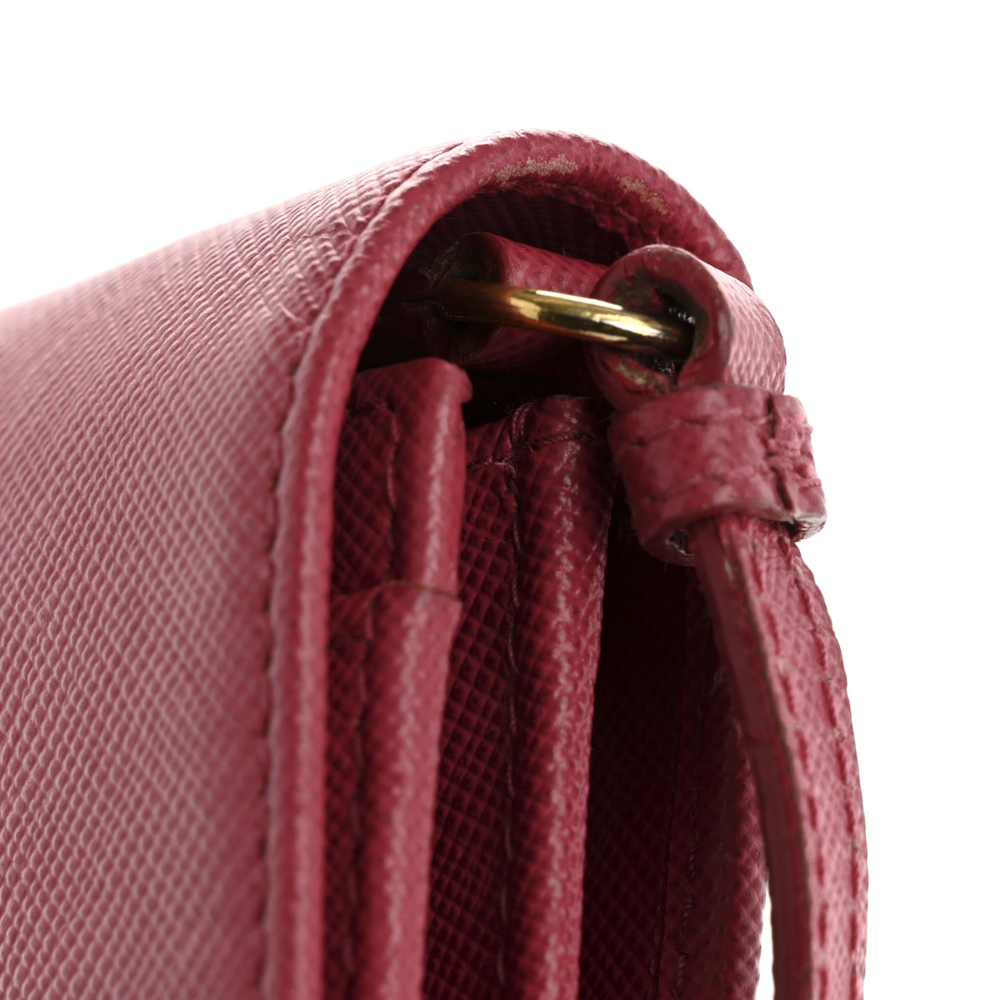 Saffiano Metal Bar Flap Wallet with Strap Peonia