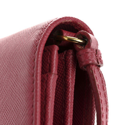 Prada Saffiano Metal Bar Flap Wallet with Strap Peonia 13 of 16