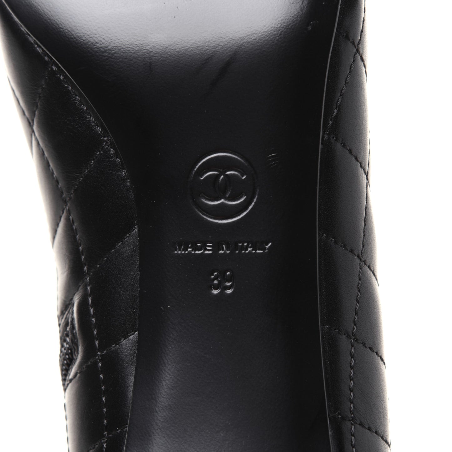 Calfskin Quilted Cap Toe Short Boots 39 Black