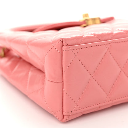 Chanel Shiny Aged Calfskin Quilted Nano Kelly Shopper Pink 9 of 10