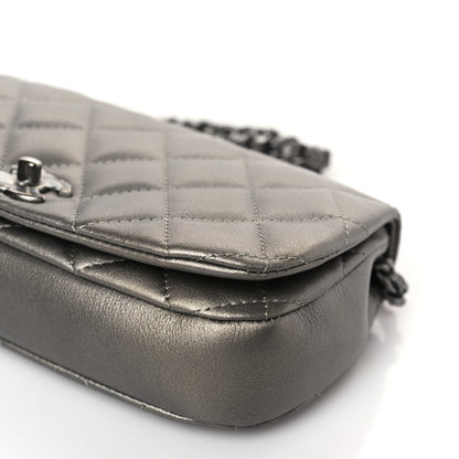 Chanel Metallic Calfskin Quilted Flap Clutch With Chain Ruthenium 10 of 11