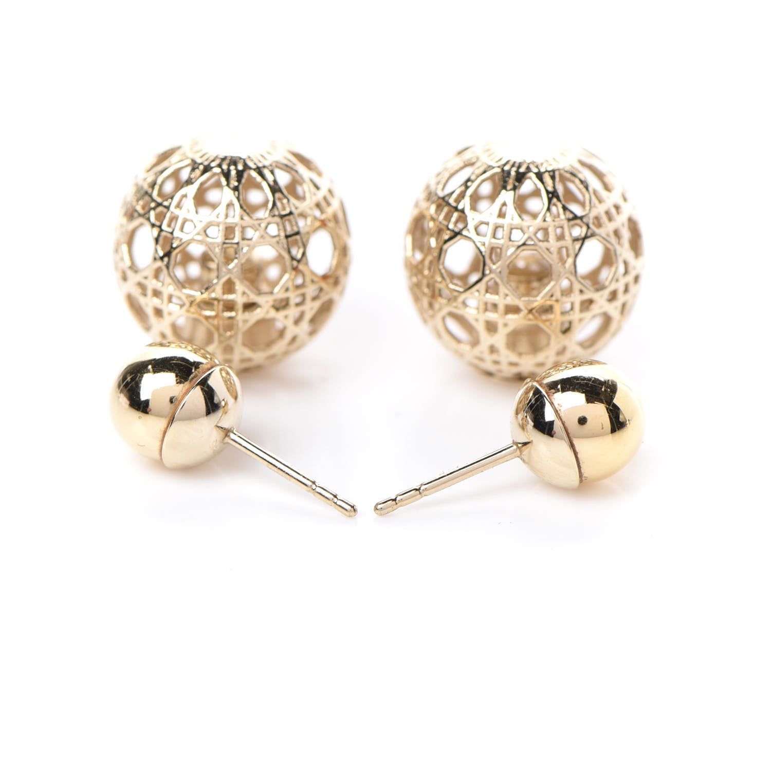 Christian Dior Cannage Mise En Dior Tribal Earrings Gold 3 of 4