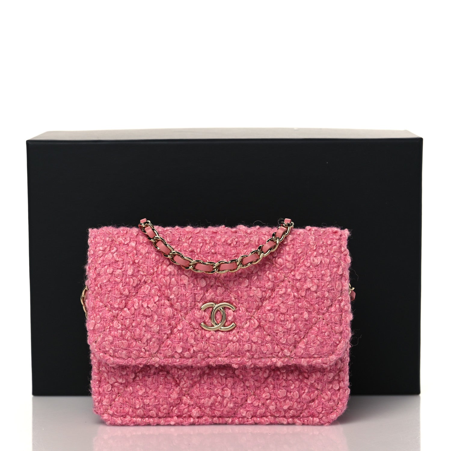 Chanel Tweed Quilted Flap Chain Waist Bag Pink 11 of 11