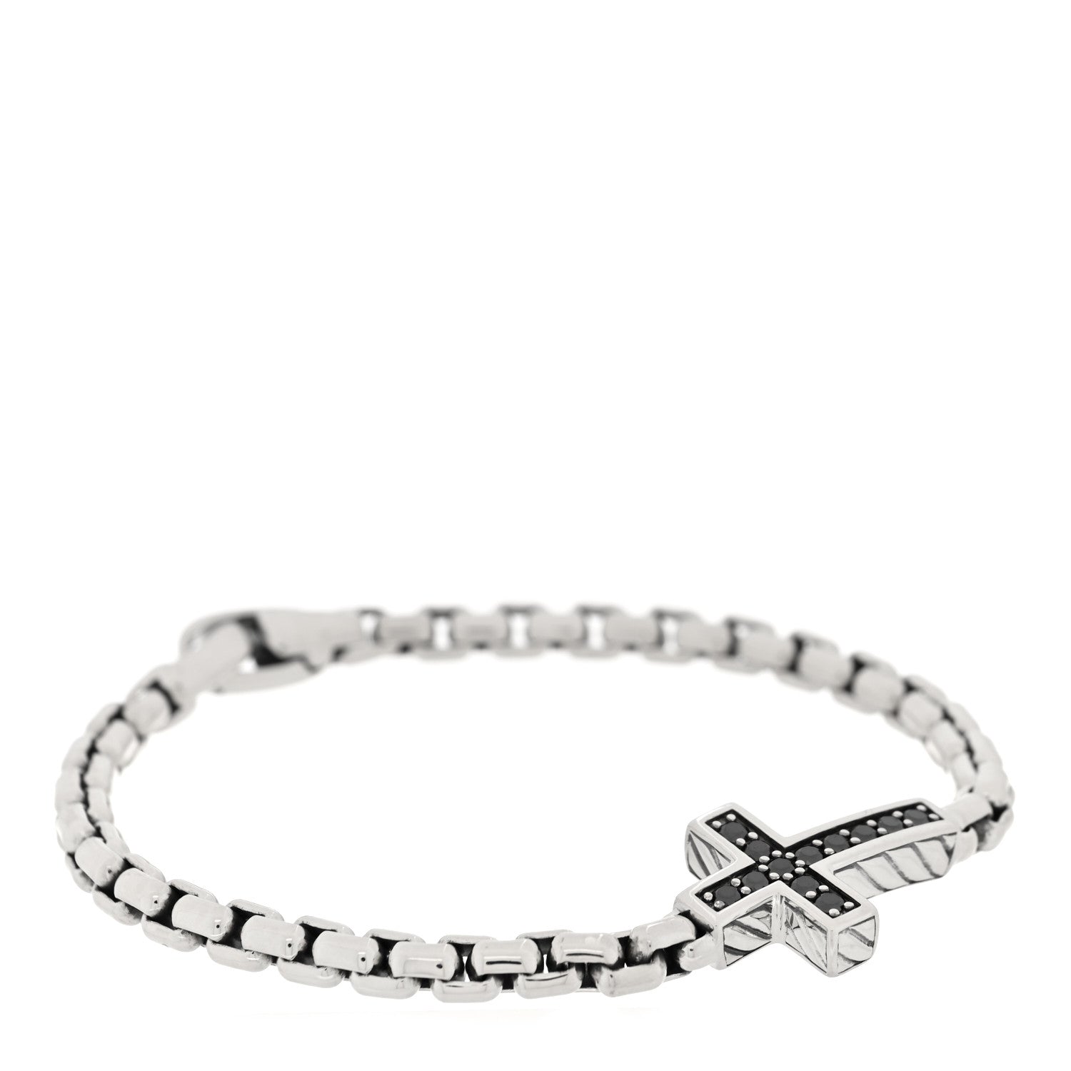 David Yurman Sterling Silver Black Diamond Pave Cross Bracelet 1 of 3
