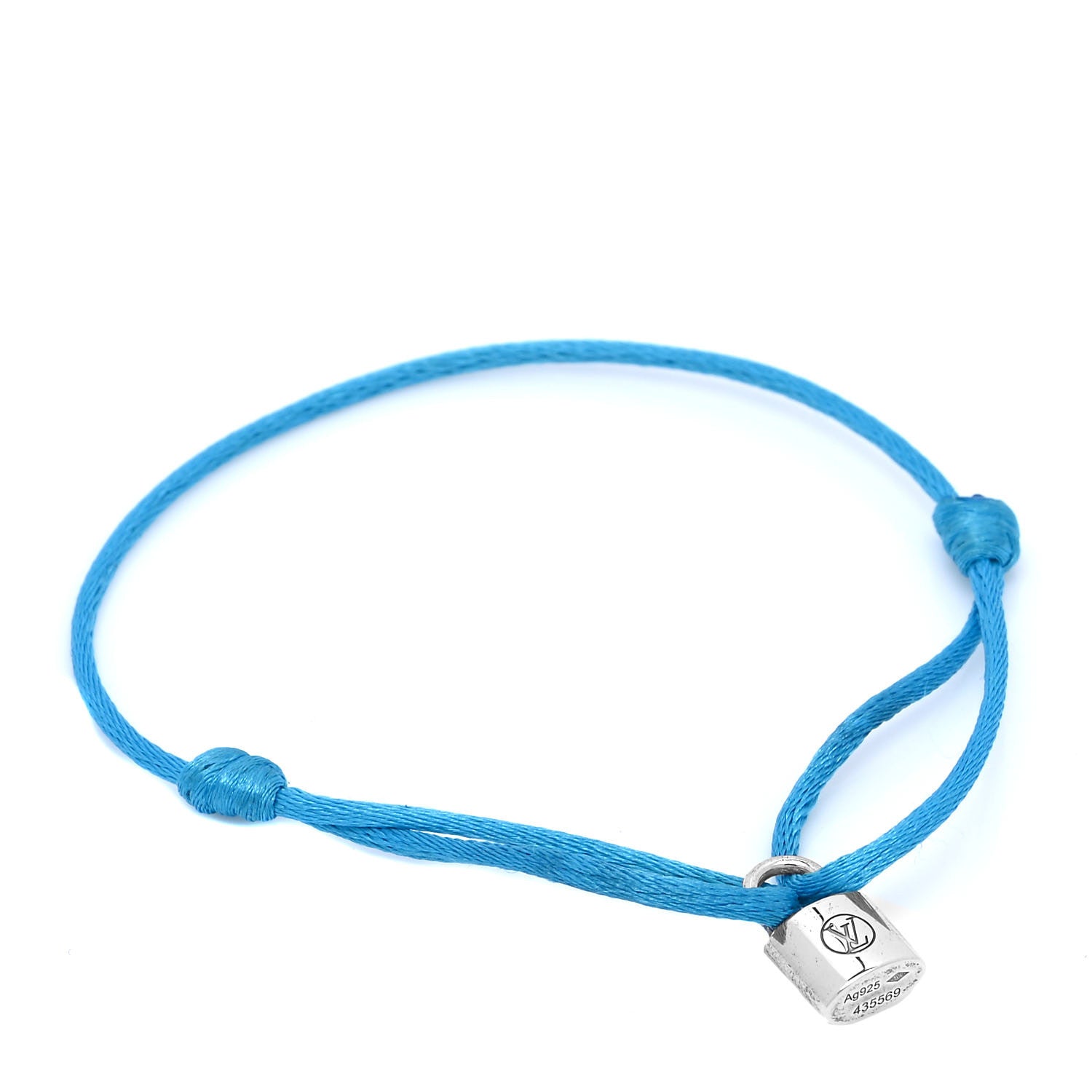 Louis Vuitton Sterling Silver Lockit Adjustable Cord Bracelet Blue 1 of 5