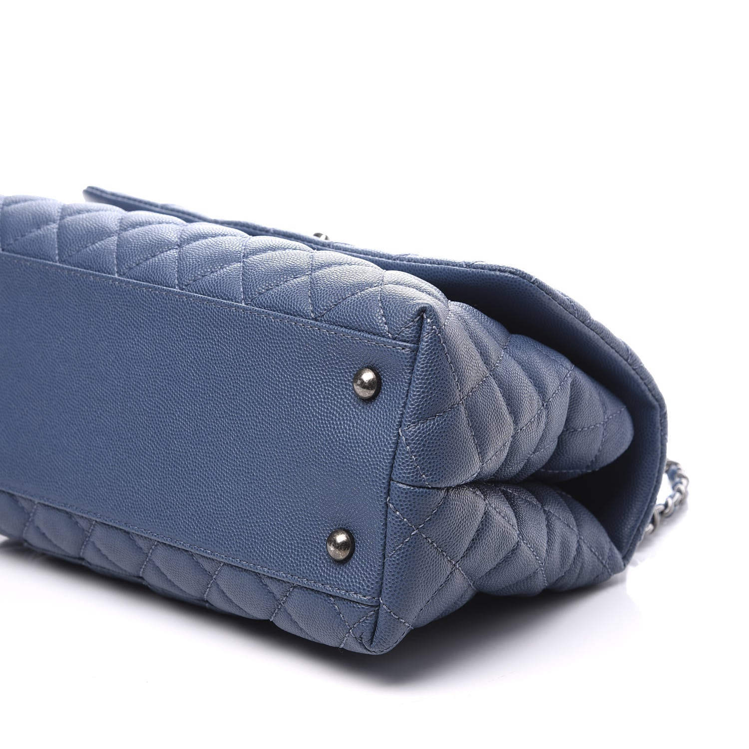 Chanel Caviar Quilted Small Coco Handle Flap Blue 6 of 9