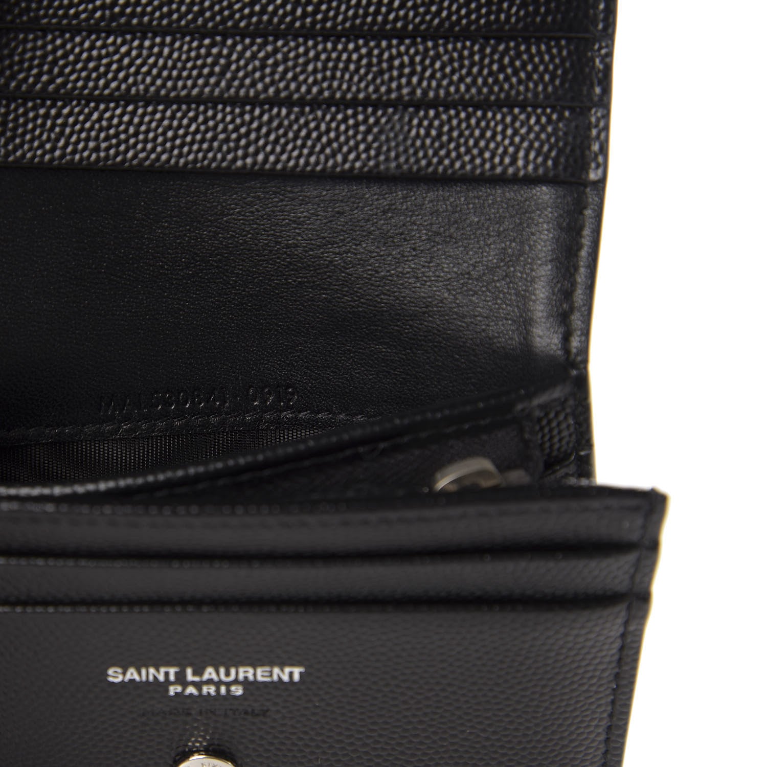 Saint Laurent Grain De Poudre Matelasse Chevron Monogram Card Case Black 8 of 11