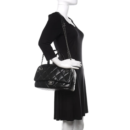 Chanel Aged Calfskin Quilted Small Express Bowling Bag Black 2 of 9