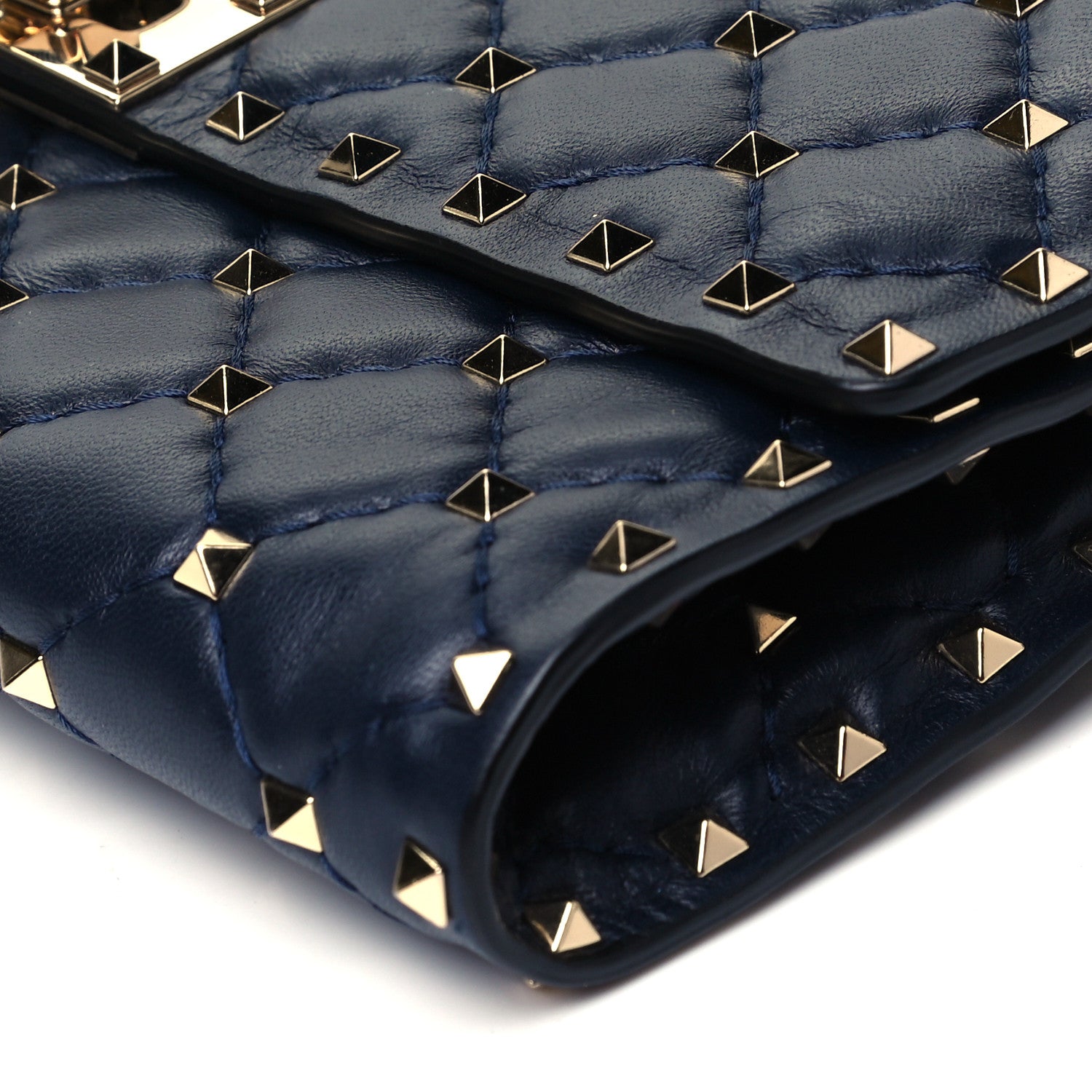 Valentino Garavani Nappa Rockstud Spike Wallet on Chain Marine 8 of 8