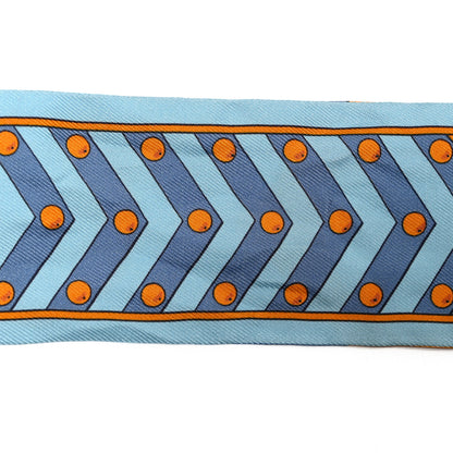 Hermes Silk Colliers Et Chiens Twilly Ciel Orange Gris Bleuete 6 of 6