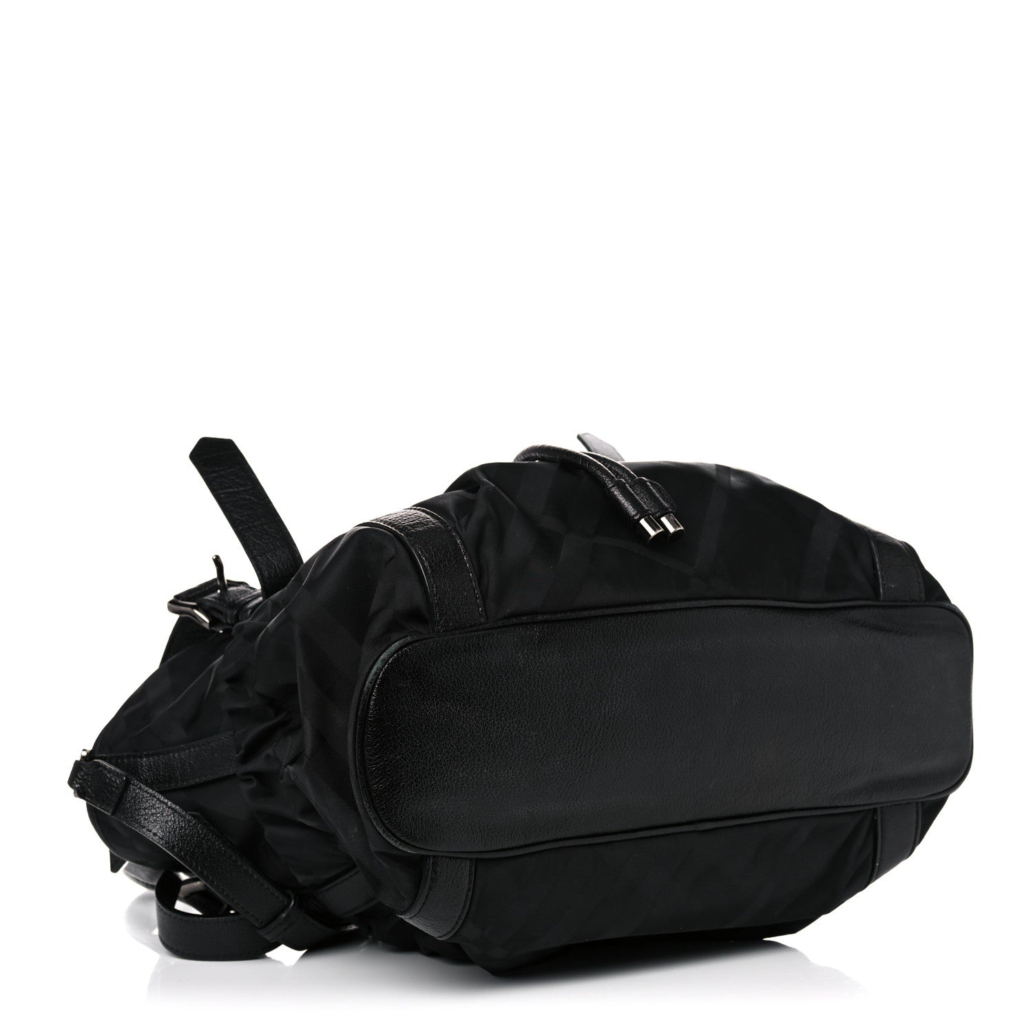 Burberry Nylon Tonal Check Drawstring Tote Black 3 of 18