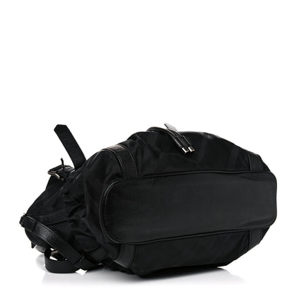 Burberry Nylon Tonal Check Drawstring Tote Black 3 of 18