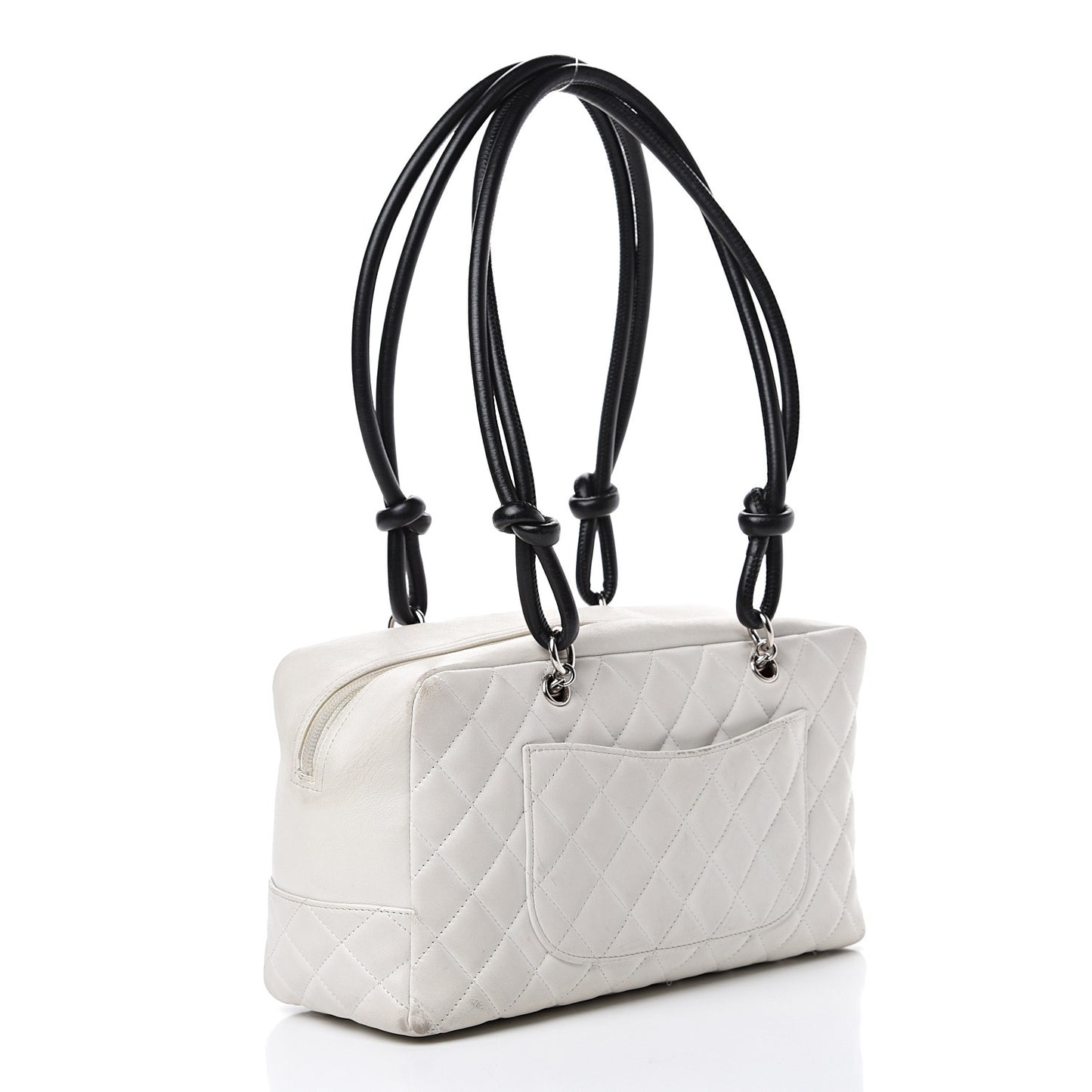 Calfskin Quilted Large Cambon Bowler White Black