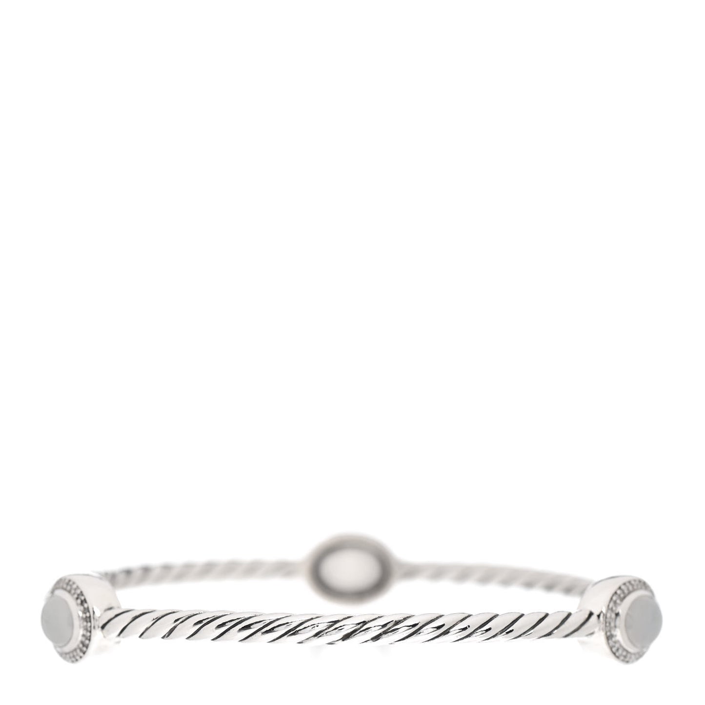 Sterling Silver Diamond Moonstone Color Classics 3 Station Bangle Bracelet