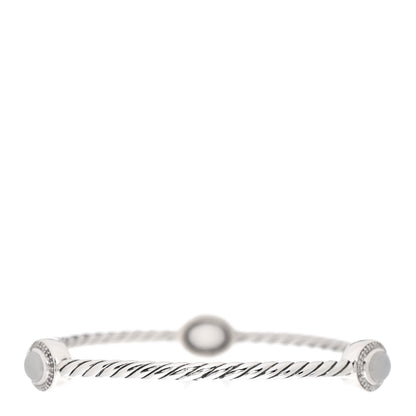 David Yurman Sterling Silver Diamond Moonstone Color Classics 3 Station Bangle Bracelet 3 of 4
