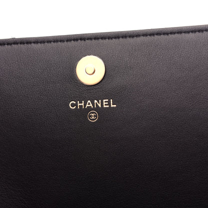 Chanel Calfskin Quilted Logo Flap Case Black 6 of 8