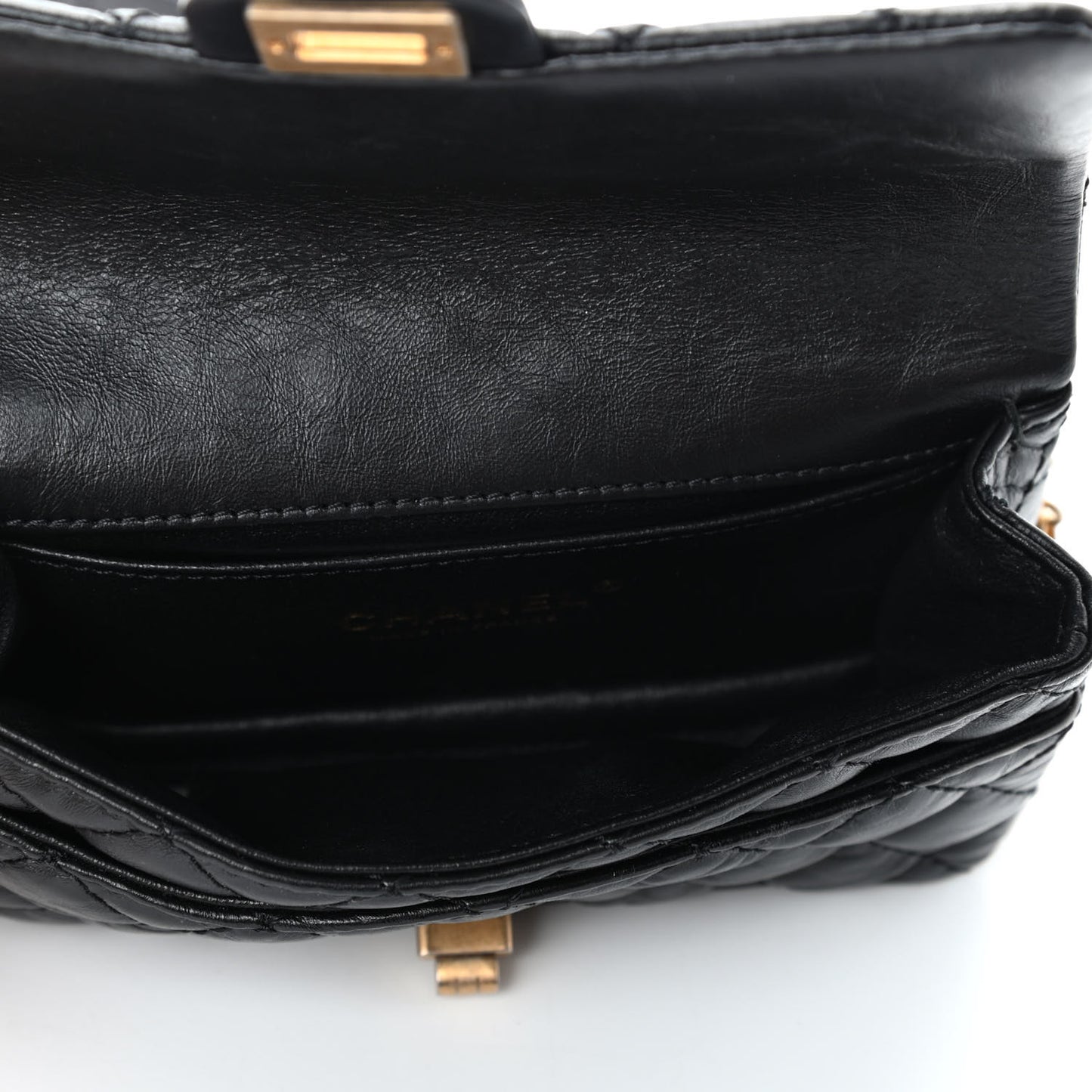 Aged Calfskin Quilted 2.55 Reissue Chain Waist Bag Black