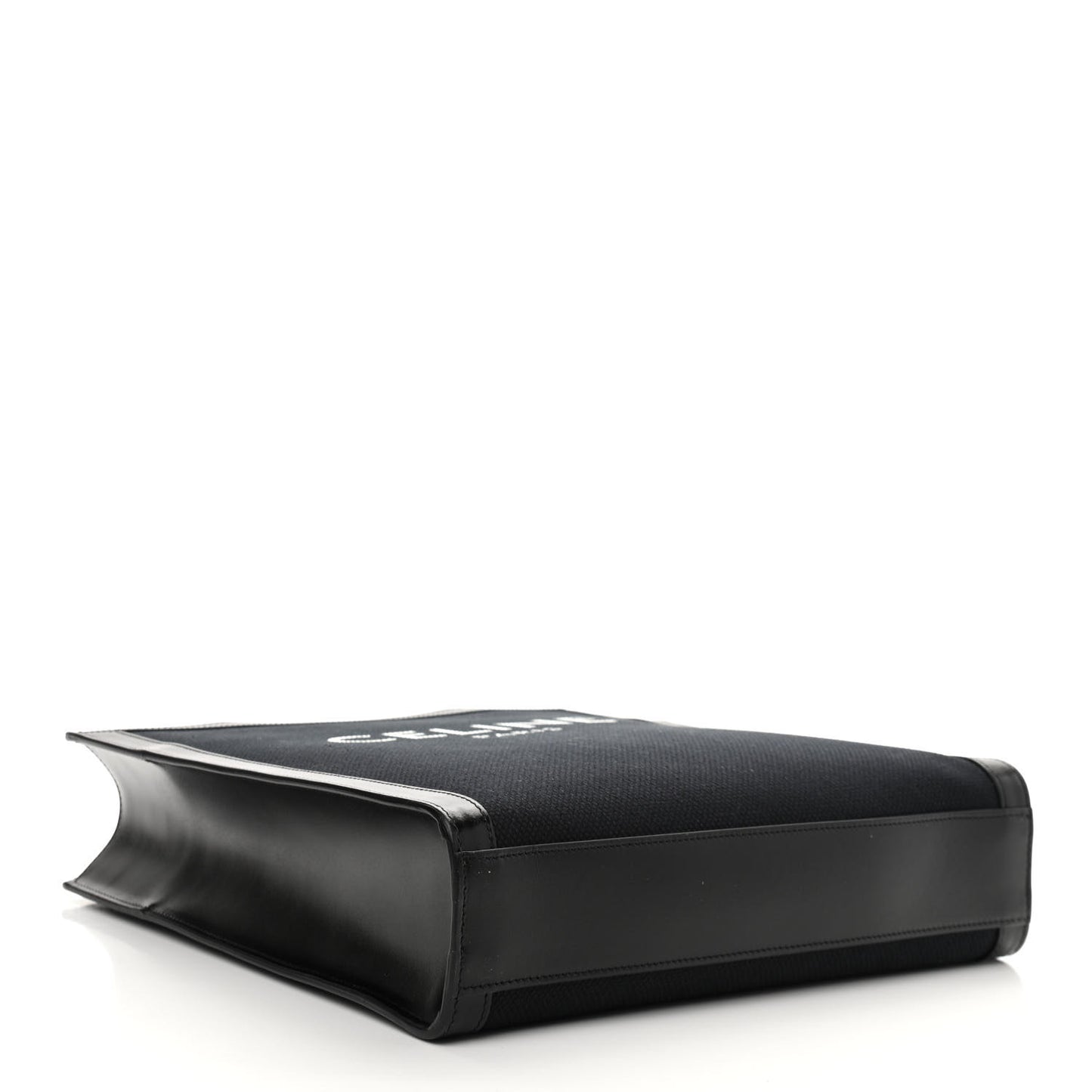 Canvas Calfskin Small Vertical Cabas Black