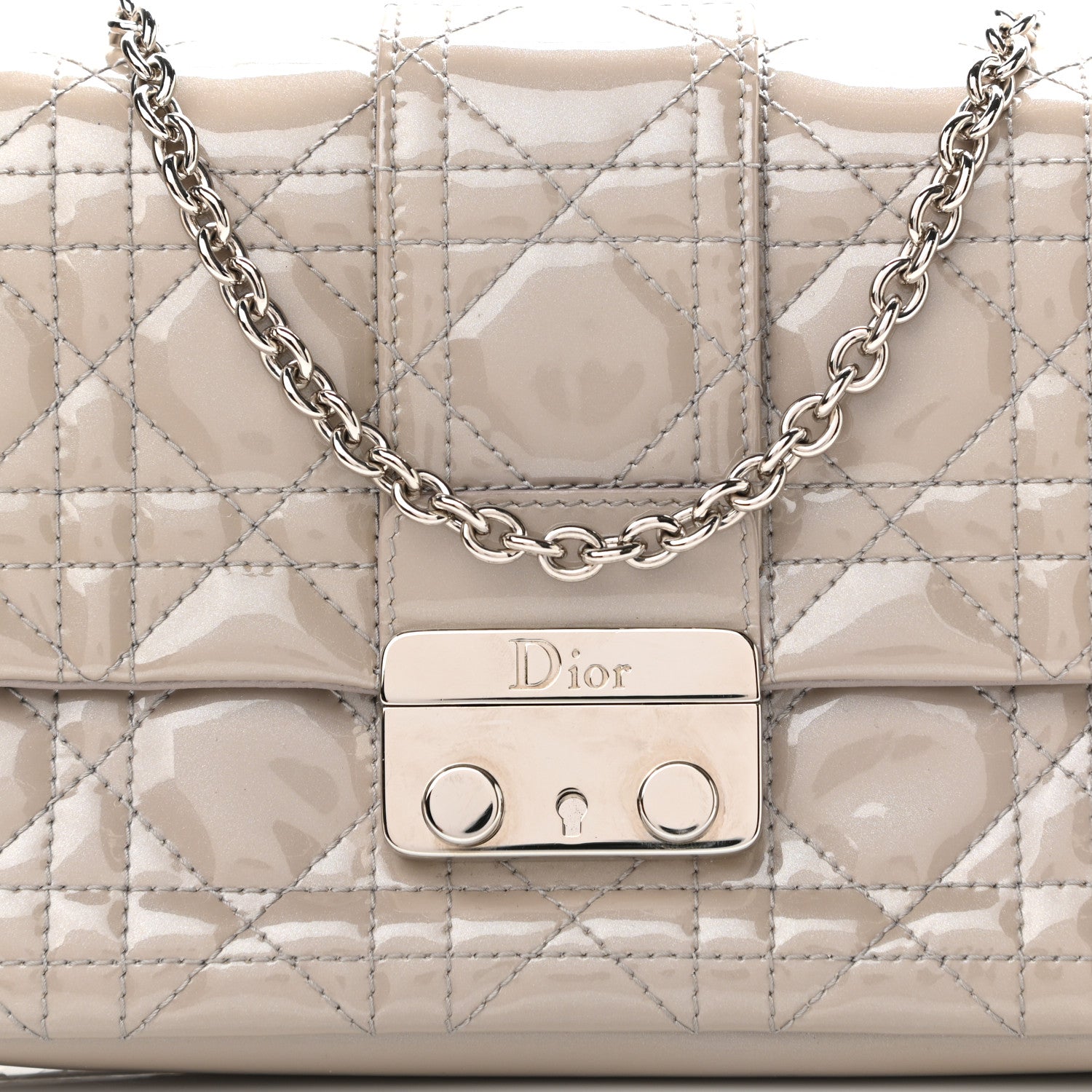 Christian Dior Patent Cannage New Lock Pouch Grey 8 of 10
