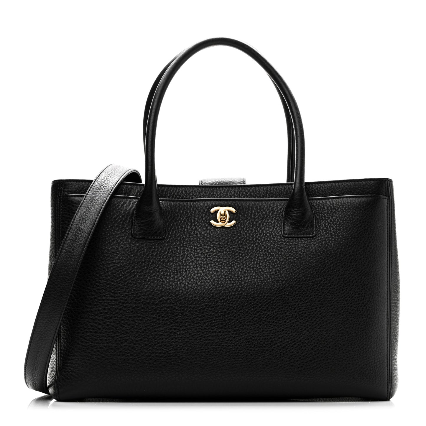 Calfskin Cerf Executive Shopper Tote Black