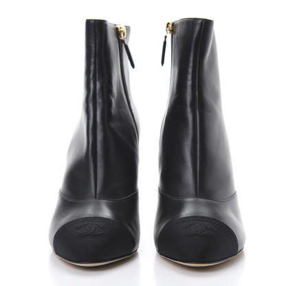Chanel Lambskin Grosgrain Cap Toe Short Ankle Boots 40.5 Black 2 of 9