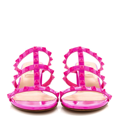 Valentino Garavani Patent Rockstud 60mm Caged Slide Sandals 36 Pink PP 2 of 11