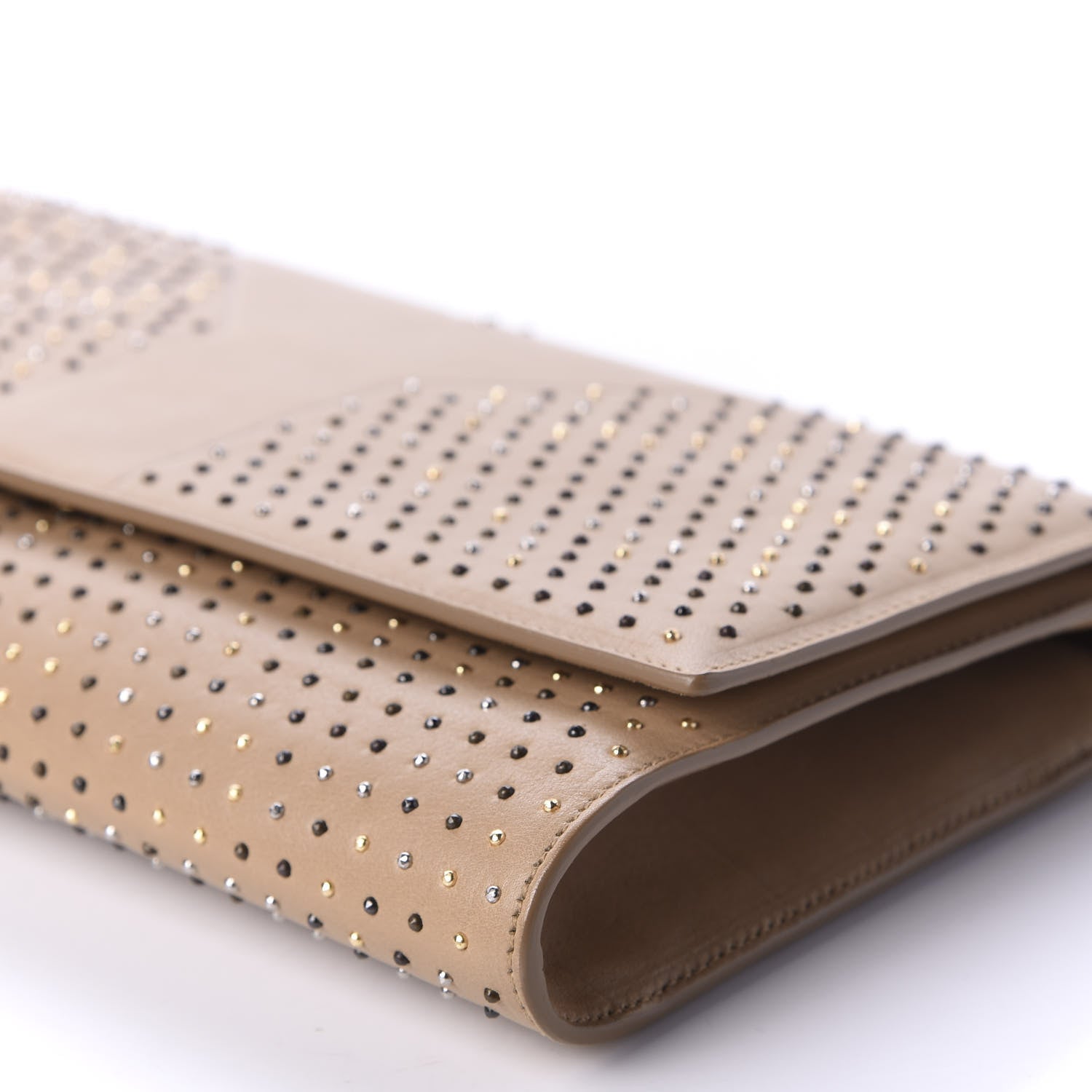Saint Laurent Lambskin Studded Y Clutch Beige 7 of 10
