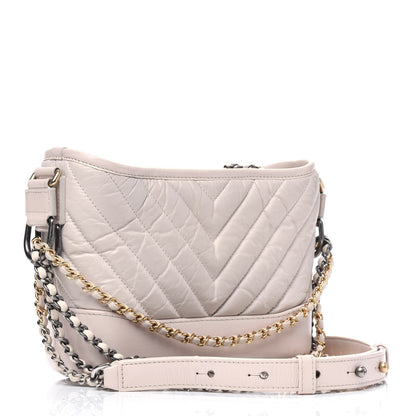 Chanel Aged Calfskin Chevron Quilted Small Gabrielle Hobo Beige 3 of 15