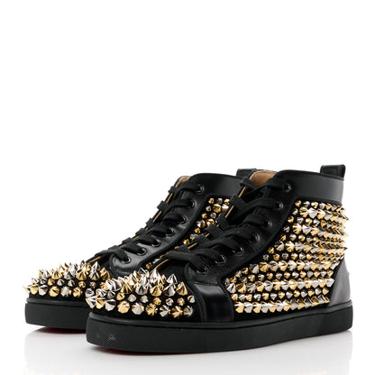Christian Louboutin Calfskin Louis Spikes Flat Mens Sneakers 40.5 Black 3 of 9