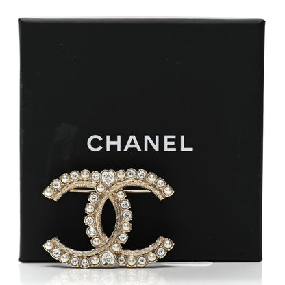 Chanel Pearl Crystal CC Brooch Gold 5 of 5