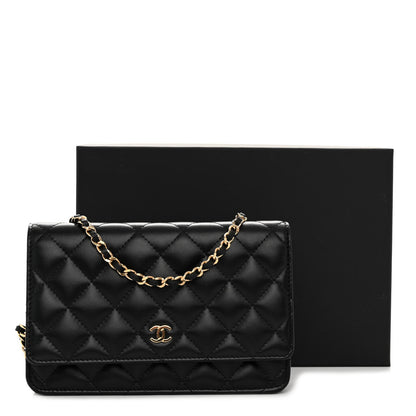 Chanel Lambskin Quilted Wallet On Chain WOC Black 12 of 12