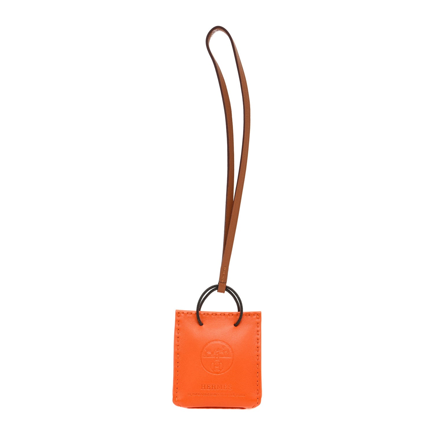 Hermes Milo Lambskin Swift Shopping Bag Charm Feu Gold 1 of 3