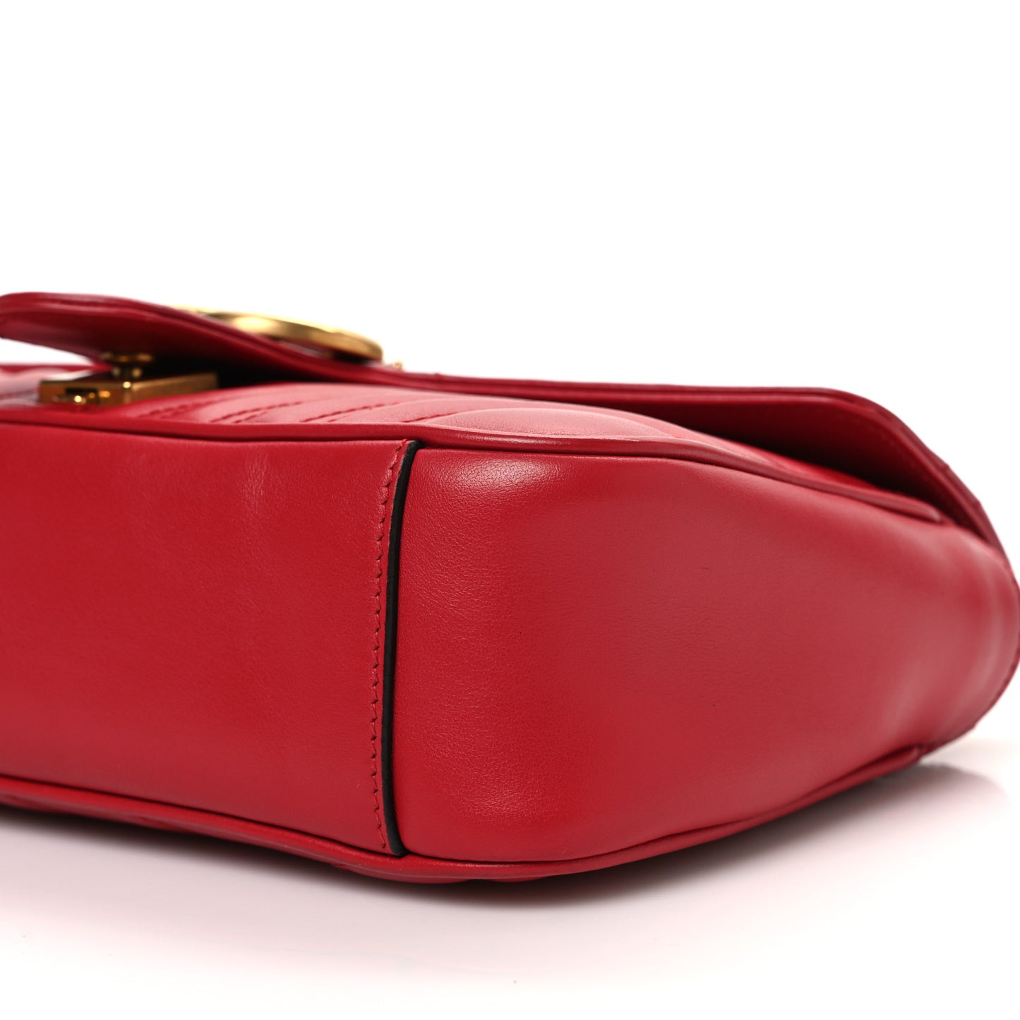 Calfskin Matelasse Small GG Marmont Shoulder Bag Hibiscus Red