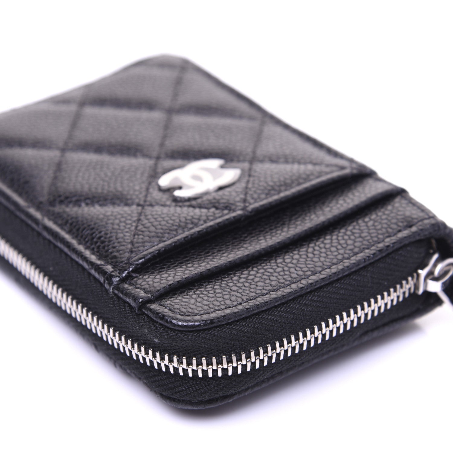 Chanel Caviar Quilted Zip Card Holder Black 7 of 11