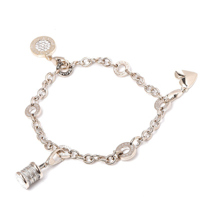 Bulgari 18K White Gold Diamond Charm Bracelet 3 of 8