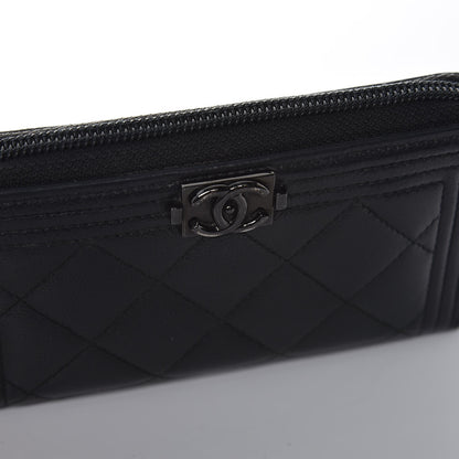 Chanel Caviar Quilted Boy Small Zip Around Wallet So Black 19 of 21