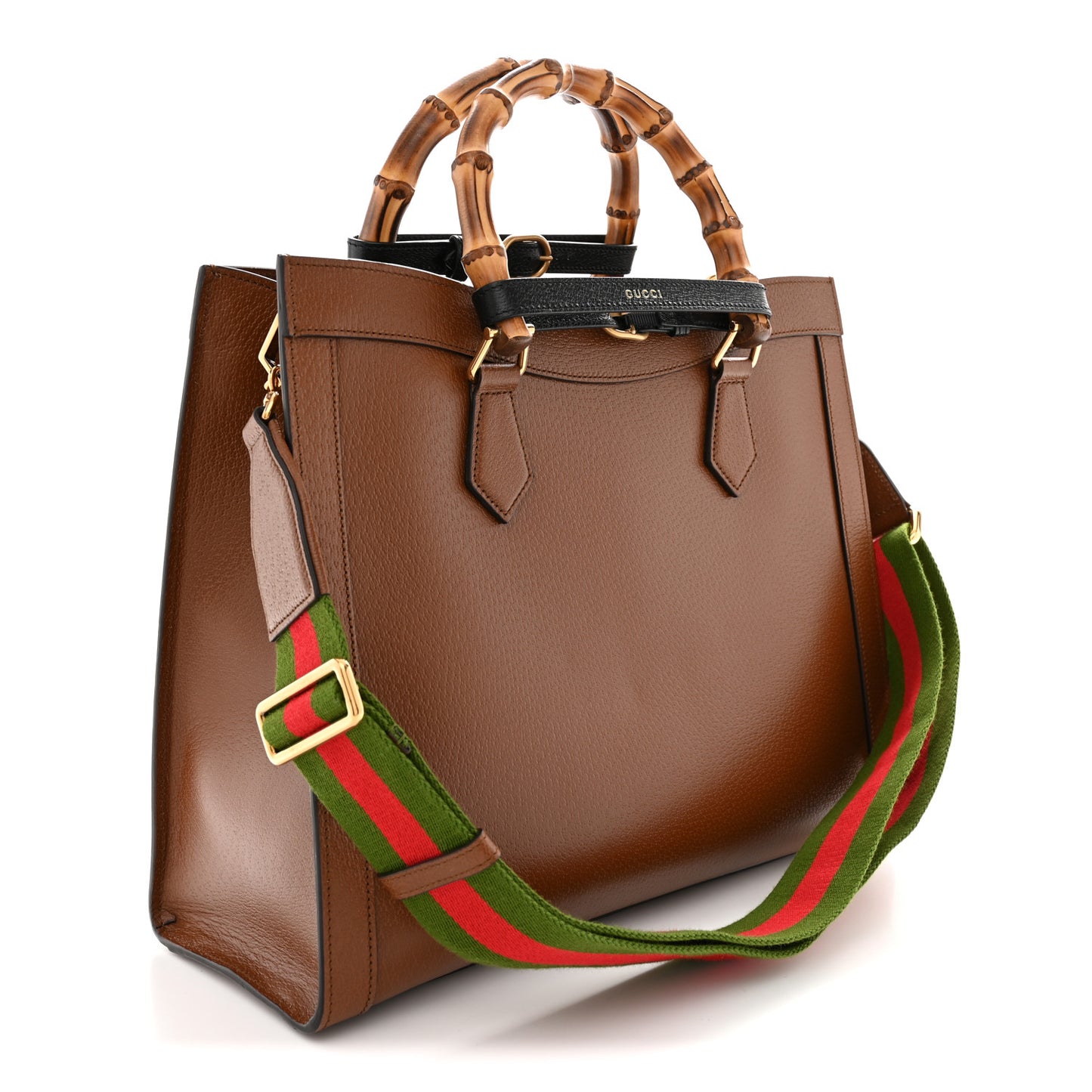 Textured Dollar Calfskin Medium Diana Tote Bag Cuir Black