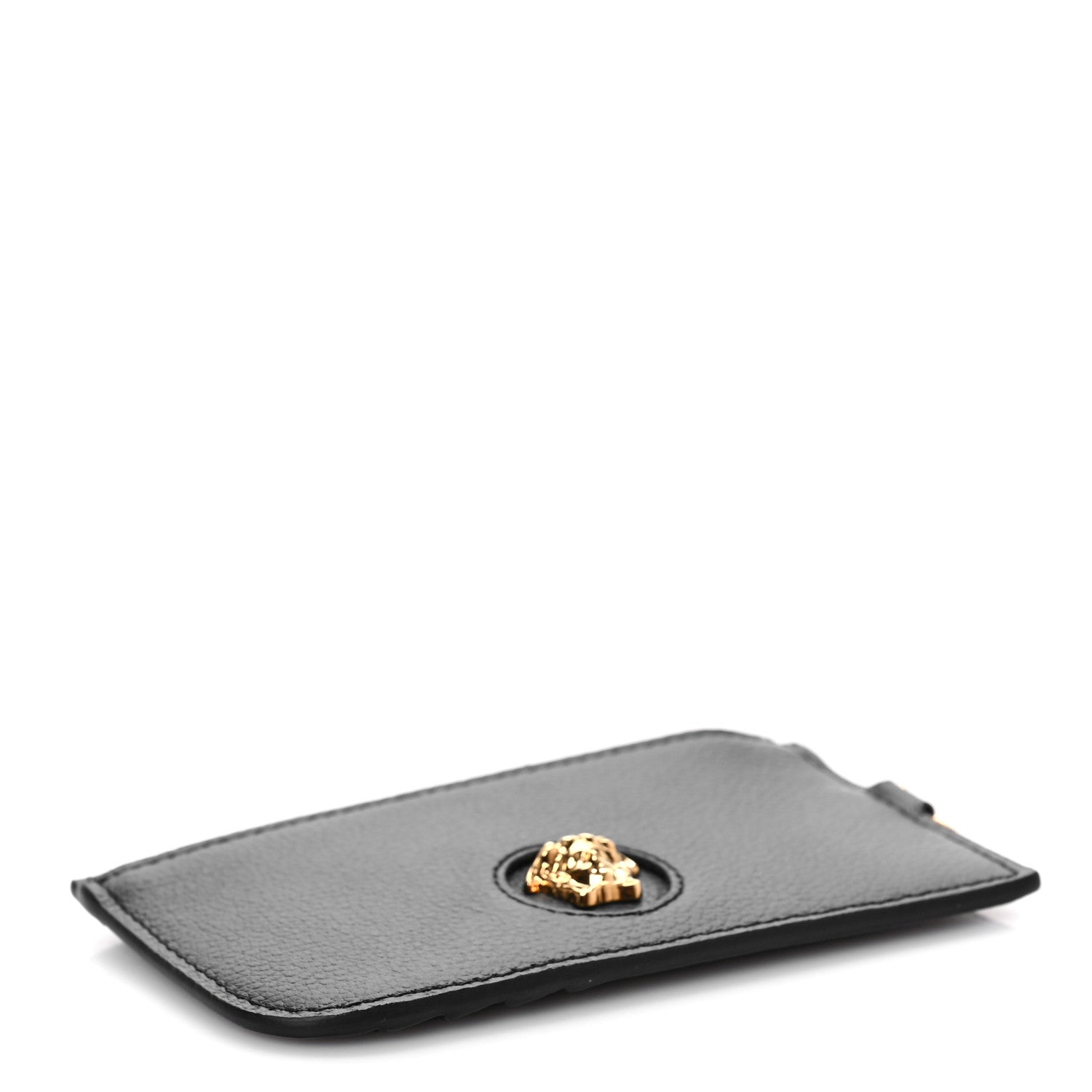 Versace Grained Calfskin La Medusa Zip Card Case Black 4 of 9