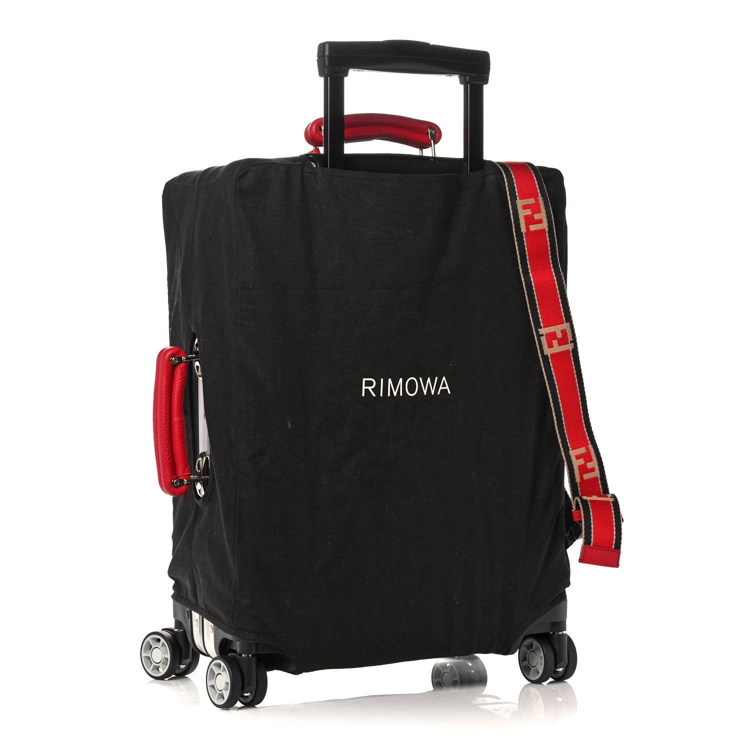 Fendi X RIMOWA Aluminum FF Print Roll Away Carry On Luggage Silver Red 5 of 23