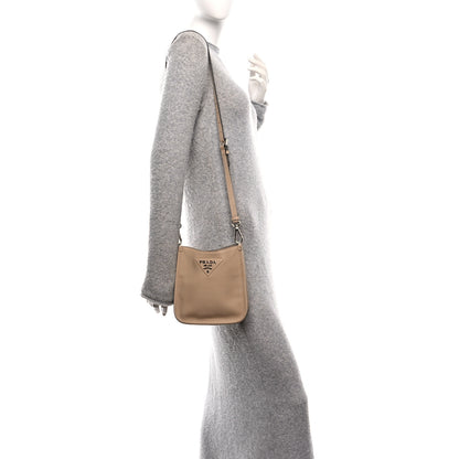 Prada Vitello Daino Soft Mini Hobo Messenger Bag Sabbia 2 of 9